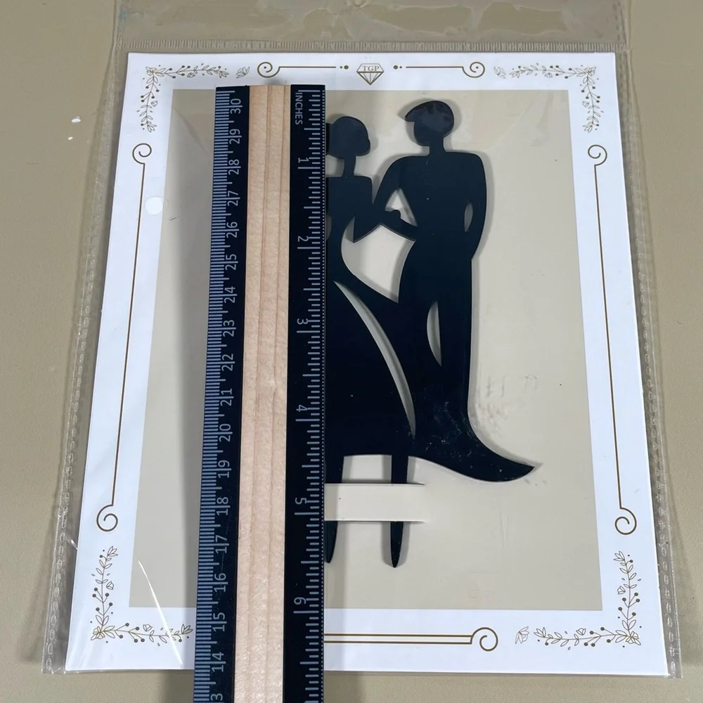 NWT Bride and Groom Silhouette Acrylic Cake Topper